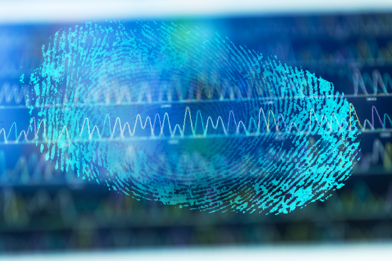 Finger print being processed by a forensic informatics system.