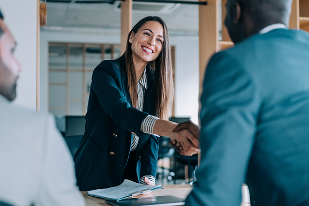 handshake woman face