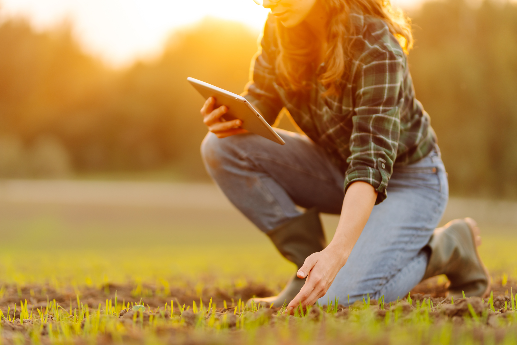 Young female agronomist with a digital tablet checks lab execution system from STARLIMS.