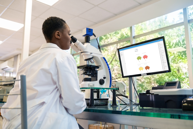 Scientist at computer